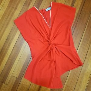 Red Twist Front Blouse
